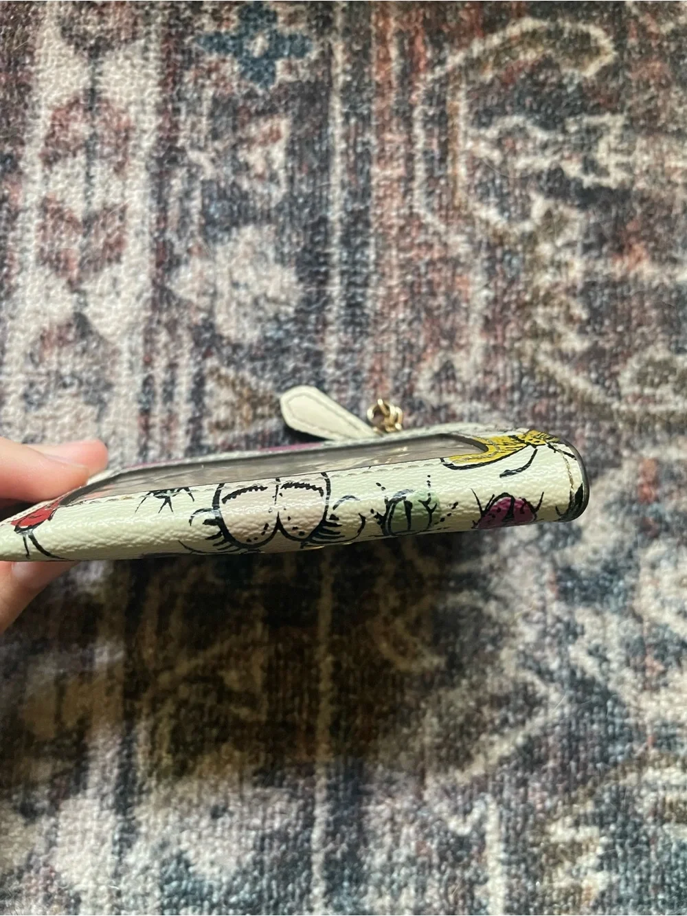 Coach mini skinny ID case in creature insect print pre owned read